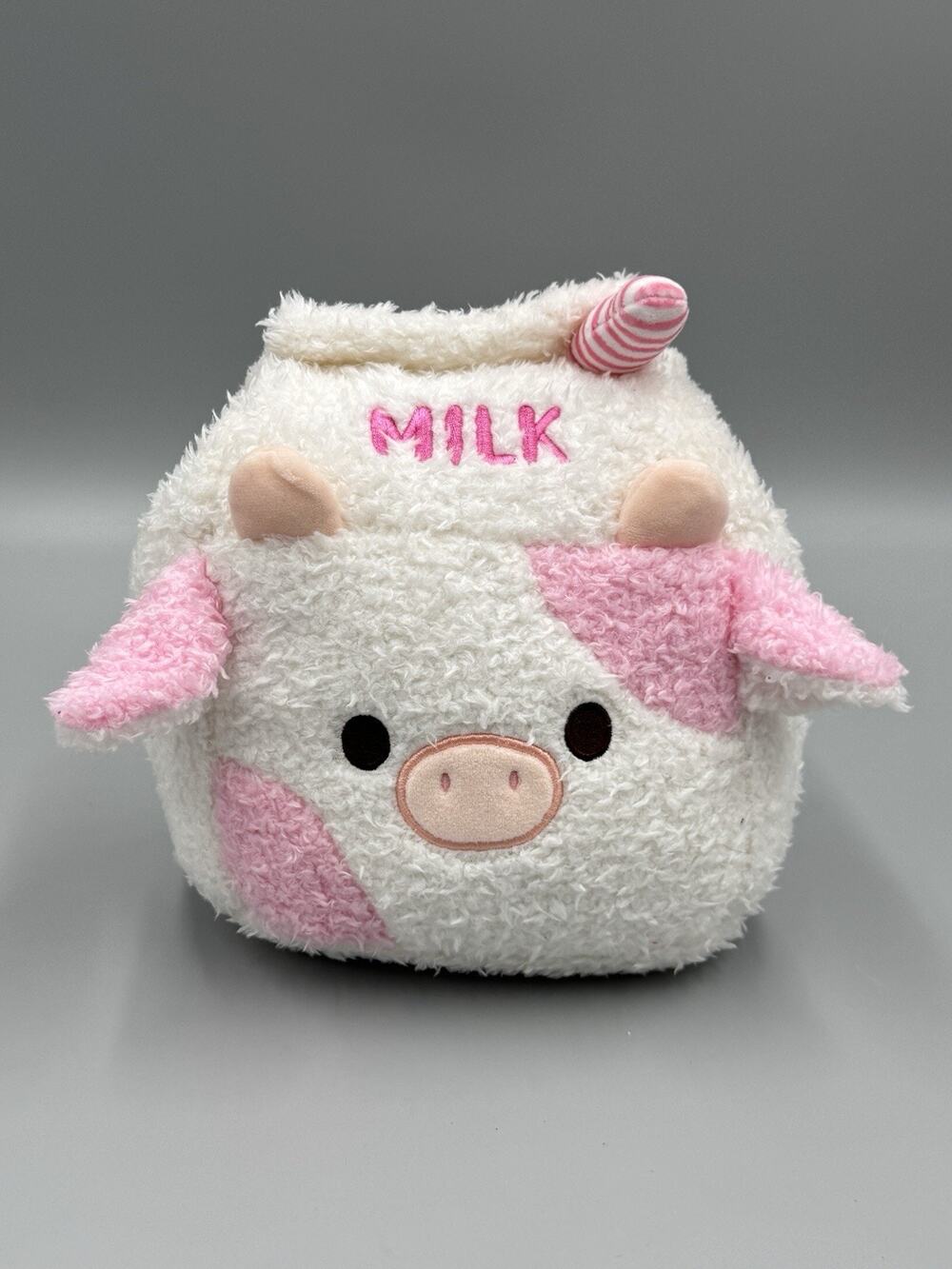 Smoochy Pals Cow Milk Carton Plush 8” Stuffed Toy Pink White